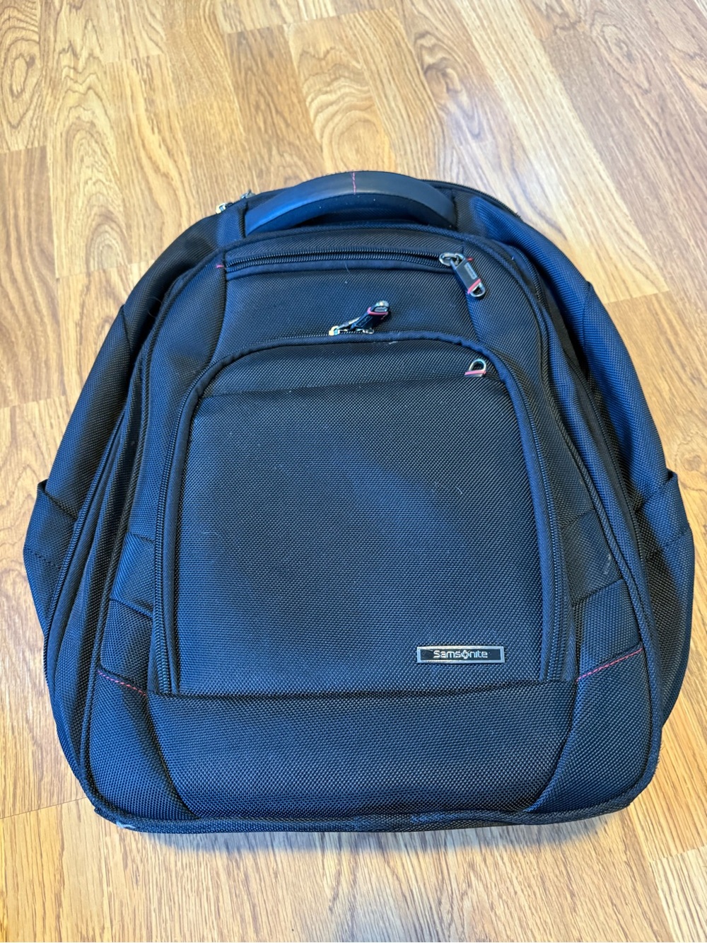 Samsonite Black Backpack with Subtle Red Trim - Laptop-Friendly Travel Pack